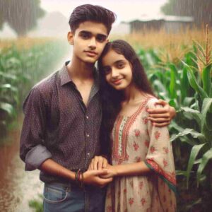 Beautiful Field Couple In Rain HD Wallpaper