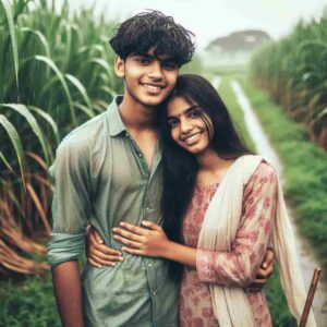 Beautiful Field Couple In Rain HD Wallpaper