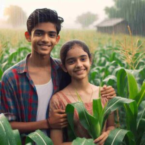 Beautiful Field Couple In Rain HD Wallpaper