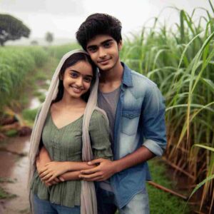 Beautiful Field Couple In Rain HD Wallpaper