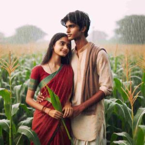 Beautiful Field Couple In Rain HD Wallpaper