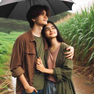 Beautiful Field Couple In Rain HD Wallpaper