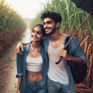 Beautiful Field Couple In Rain HD Wallpaper