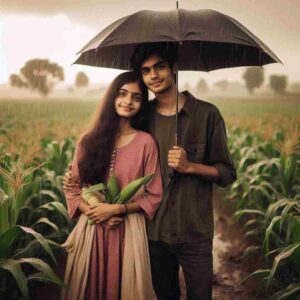 Beautiful Field Couple In Rain HD Wallpaper