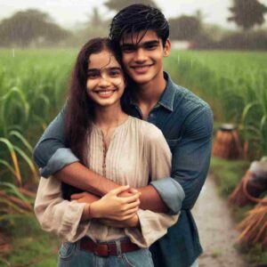 Beautiful Field Couple In Rain HD Wallpaper