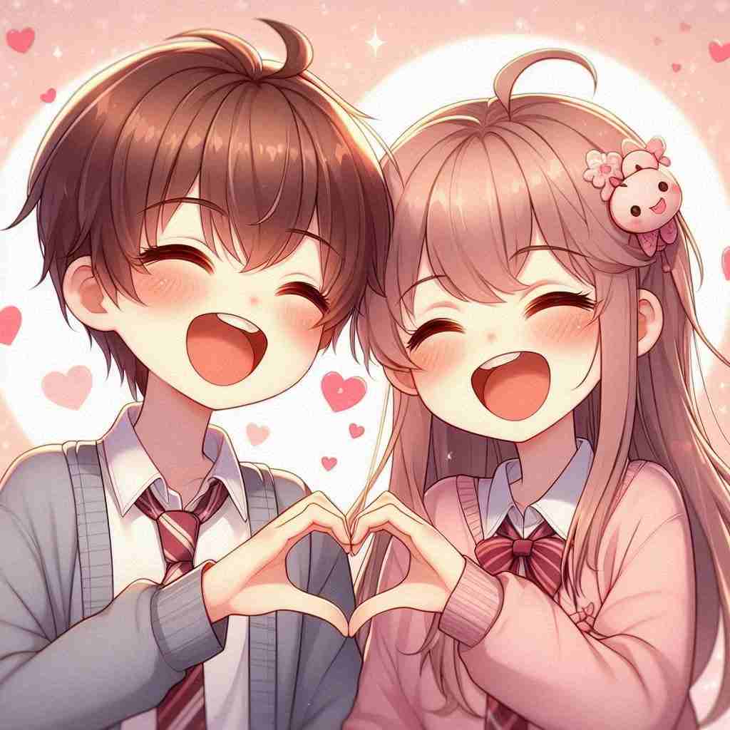 Cute Couple DP for Instagram Half Half Anime Boy And Girl Love