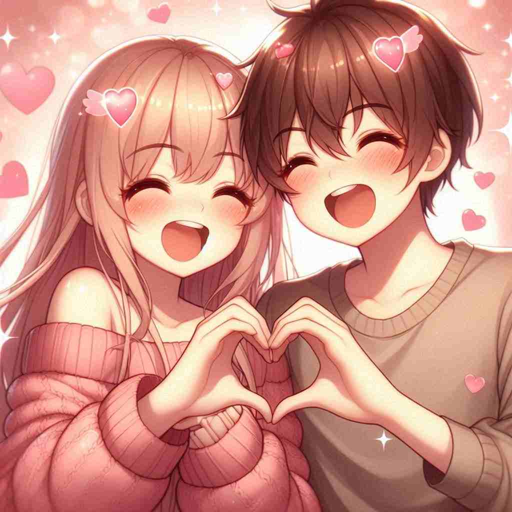 Cute Couple DP for Instagram Half Half Anime Boy And Girl Love