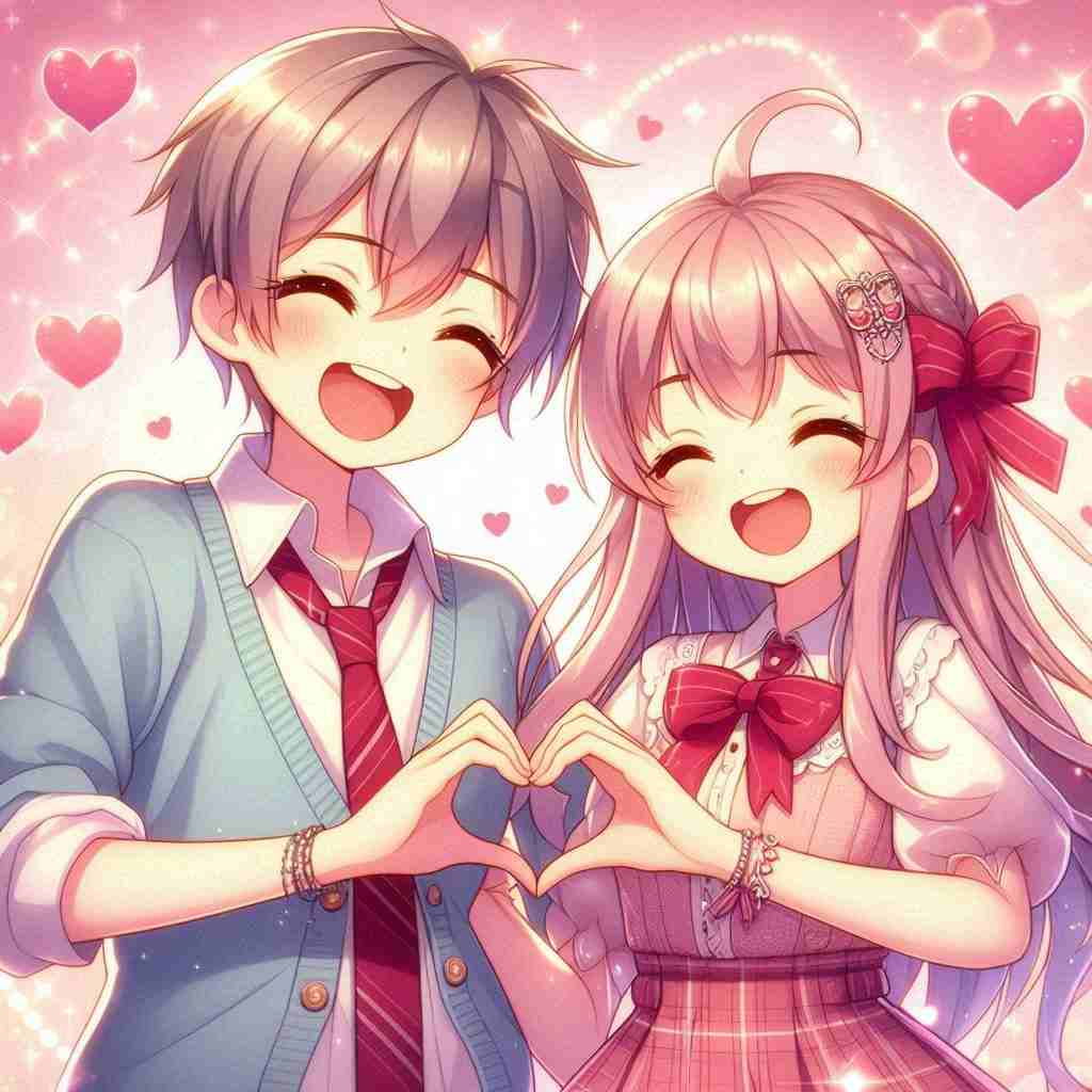 Cute Couple DP for Instagram Half Half Anime Boy And Girl Love
