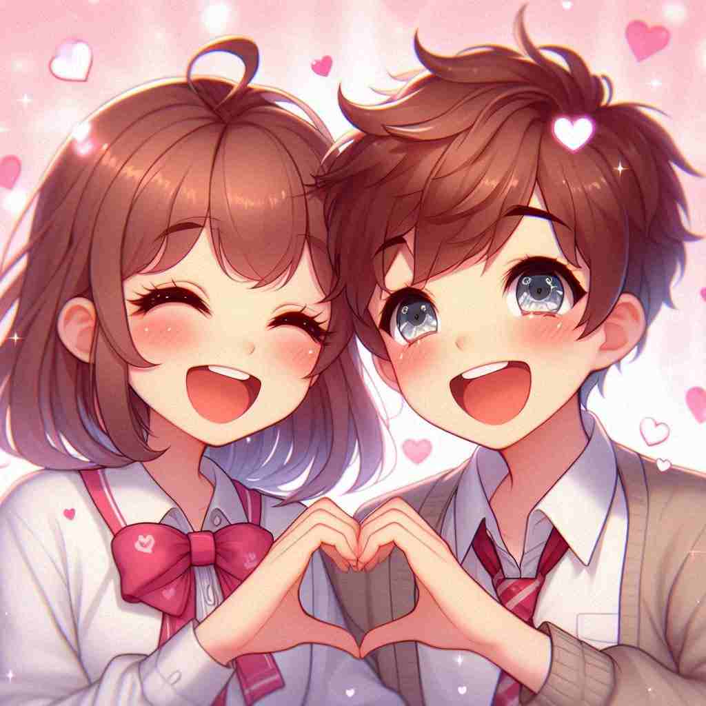Cute Couple DP for Instagram Half Half Anime Boy And Girl Love