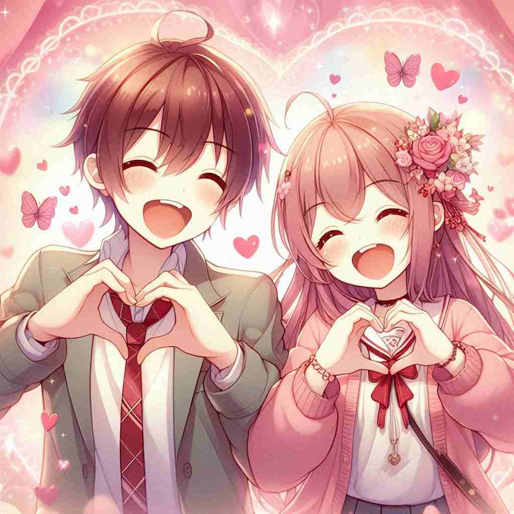 Cute Couple DP for Instagram Half Half Anime Boy And Girl Love