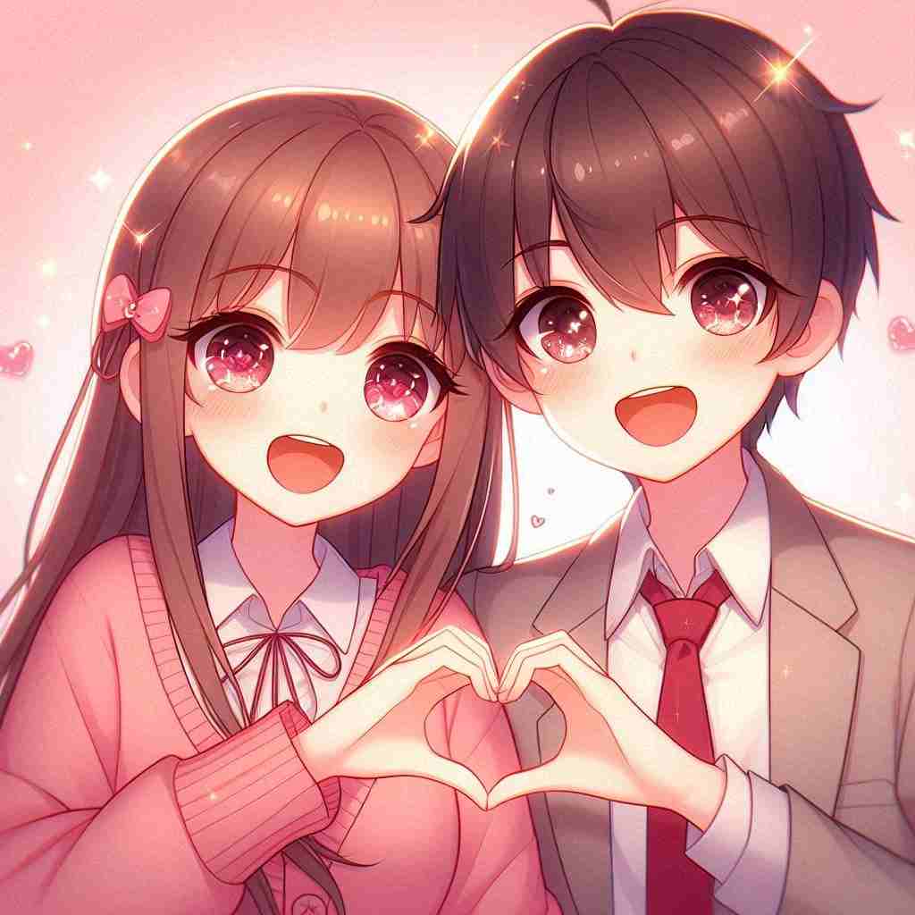 Cute Couple DP for Instagram Half Half Anime Boy And Girl Love