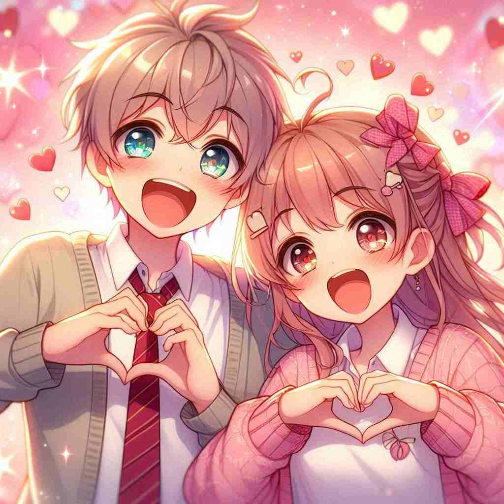 Cute Couple DP for Instagram Half Half Anime Boy And Girl Love