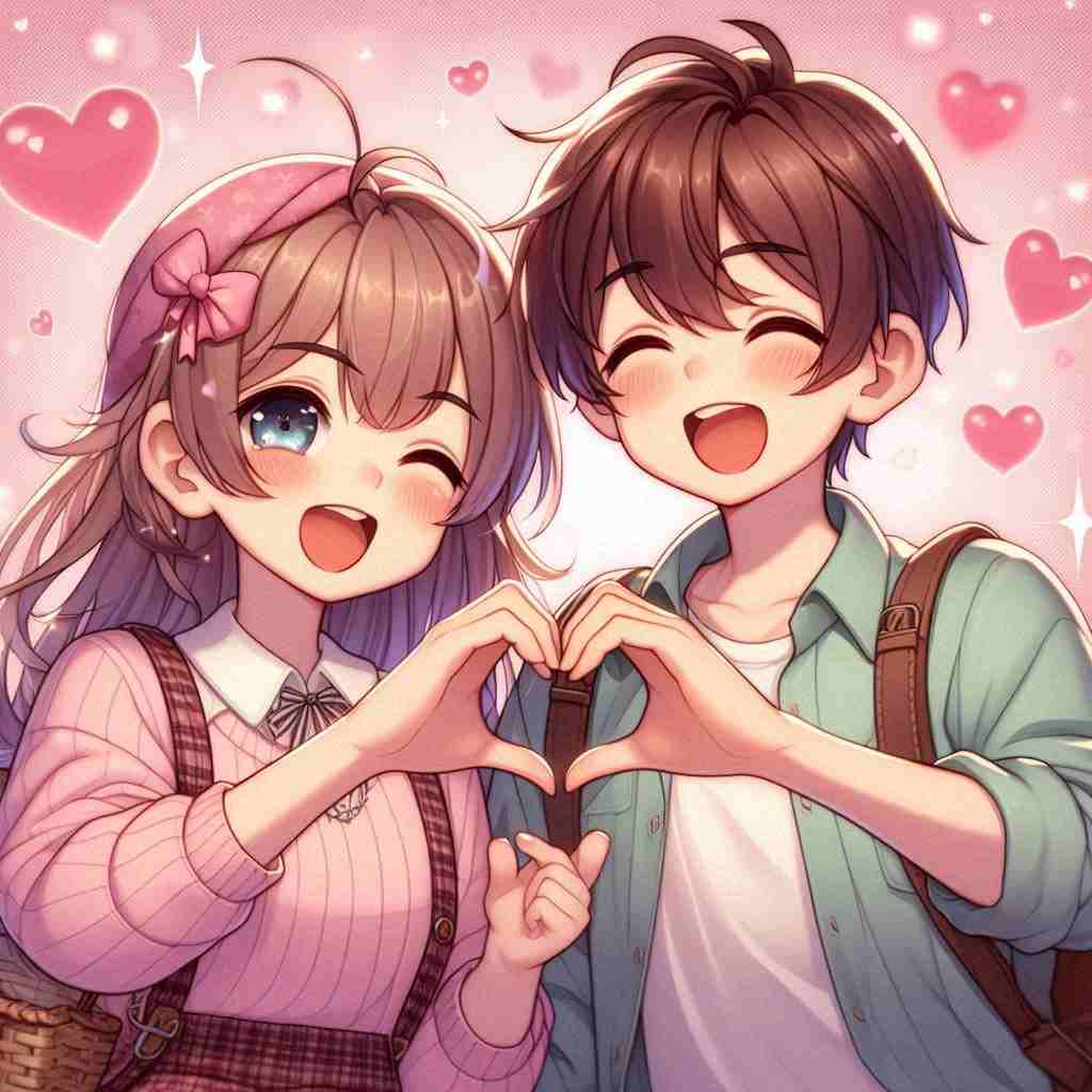 Cute Couple DP for Instagram Half Half Anime Boy And Girl Love