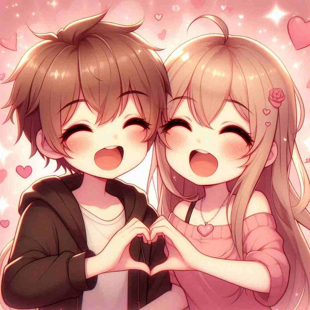 Cute Couple DP for Instagram Half Half Anime Boy And Girl Love