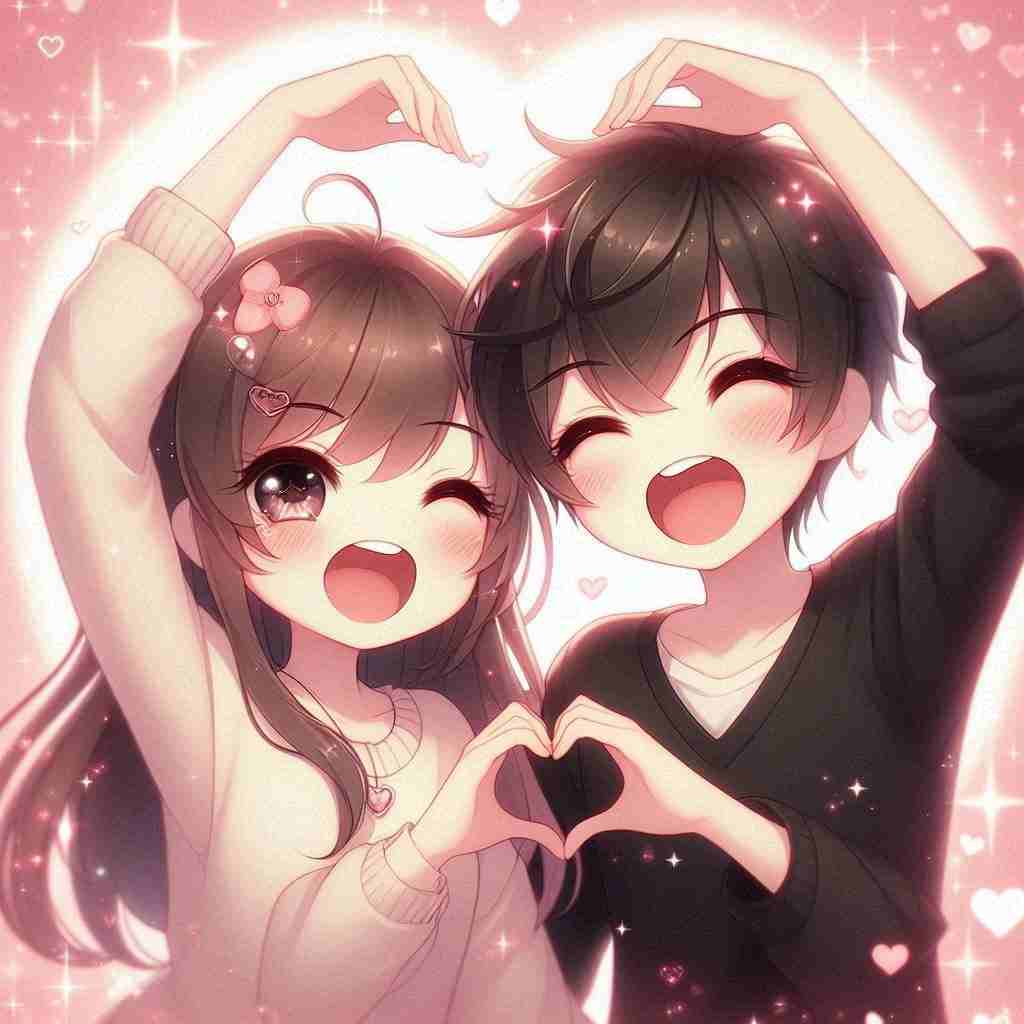 Cute Couple DP for Instagram Half Half Anime Boy And Girl Love