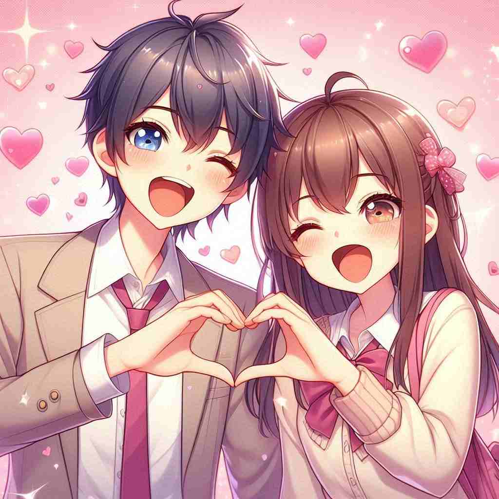 Cute Couple DP for Instagram Half Half Anime Boy And Girl Love