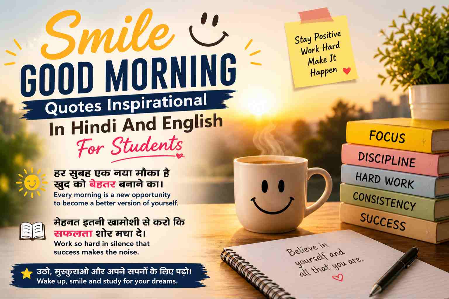 Smile Good Morning Quotes Inspirational In Hindi And English For Students